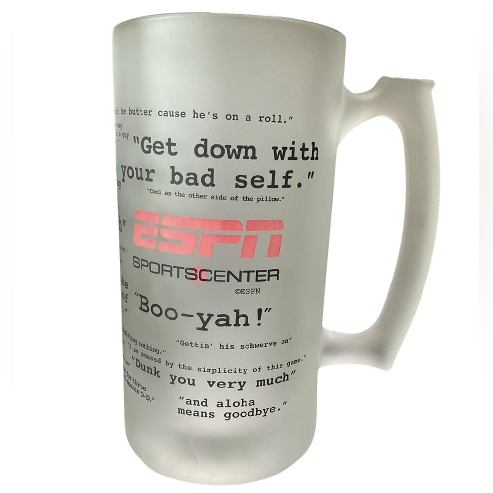 ESPN Sportscenter Frosted Glass Mug Quotes Collectible Stuart Scott
